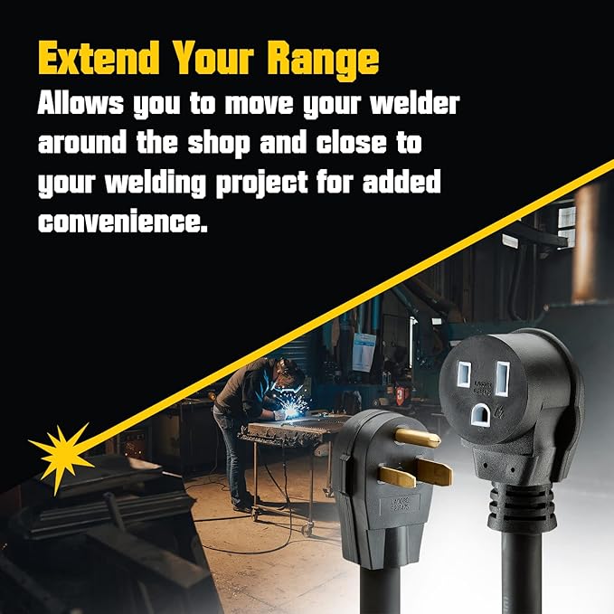PrimeWeld Welder Extension Cord, SOOW Rated, 50 amp, 250v NEMA 6-50 Heavy Duty Welding Cable, 6 Gauge, (25ft)