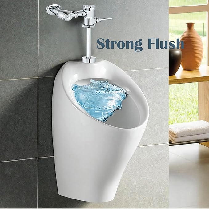 Exposed Manual Urinal Flush Valve Toilet 1 GPF Flushometer Adjustable Water Volume Knob Chrome Polish Finish Suitable for Public Places Hotel Office Market