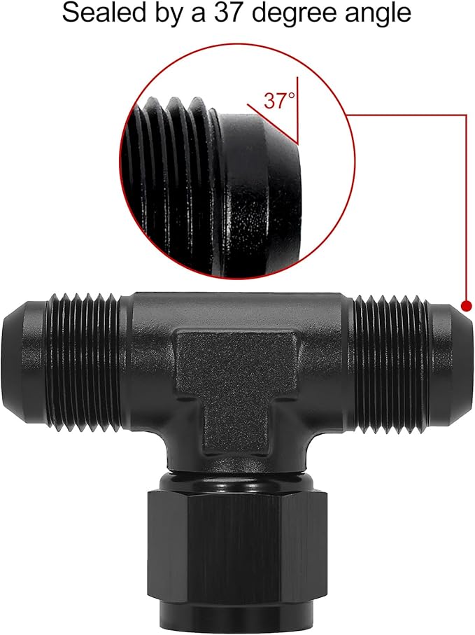 EVIL ENERGY 10AN Male Tee Fitting Adaptor with AN10 Female Swivel on Side Black