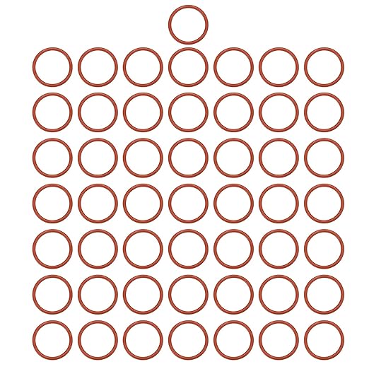 MECCANIXITY Silicone O-Ring 21mm ID 25mm OD 2mm Width Metric VMQ Sealing Gasket Replacement 50A Durometer for Plumbing Compressor Faucets Valves Repair (Red, Pack of 50)