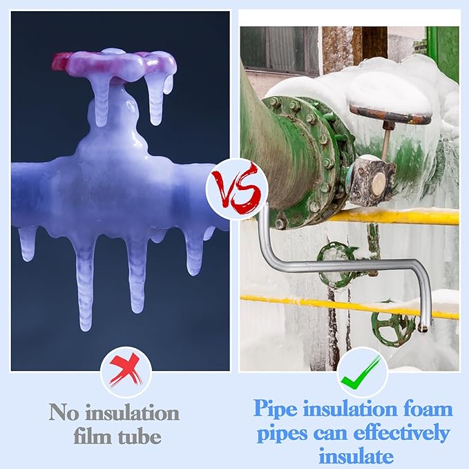 8 Pcs Pipe Insulation Foam Tube,Self Adhesive Pipe Wrap Foam Tube Antifreeze Heat Preservation for Winter Outside Pipes, Irrigation Pipe, Spigot, Water Heater Pipes (1.3 Ft x 0.6 in)