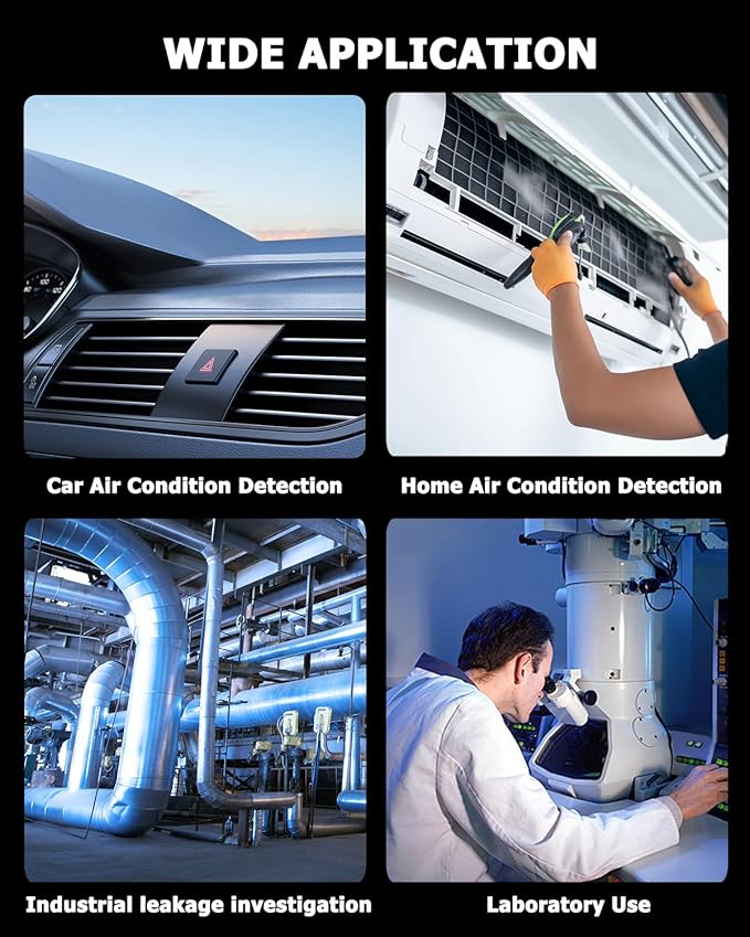 THIKPO Automotive Freon Leak Detector HVAC, Professional Refrigerant Leak Detector with LCD Display & LED Light, Car AC Leak Detector Kit for R134a R410A R22 R32 R1234yf - with Audio & Visual Alarm