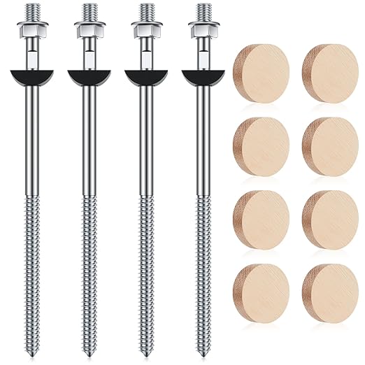 Shimeyao 4 Set Wood Newel Mounting Kit Newel Post Fastener Installation Kit for Residential and Commercial Installation, Anchors Post Directly to Wood or Concrete Floor
