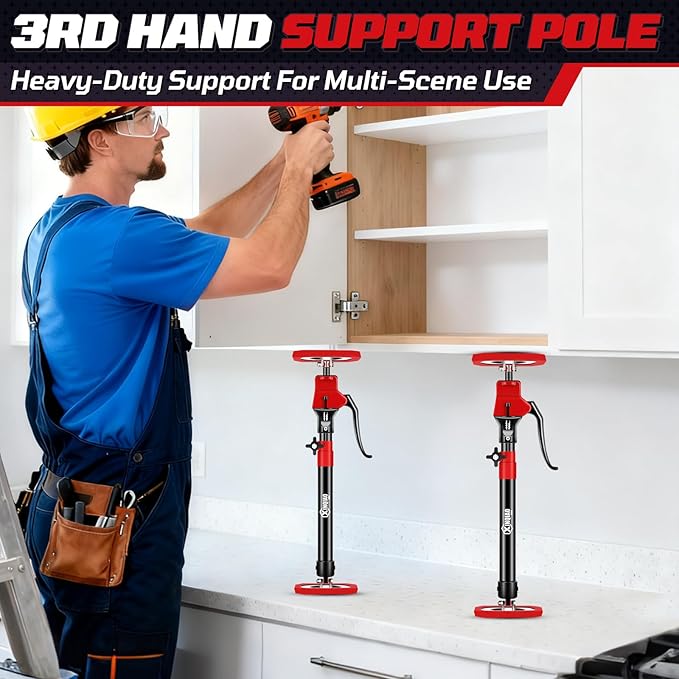 XINQIAO Cabinet Jacks for Installing Cabinets, Heavy Duty Third Hand Tools Adjustable Support Pole from 18.5 in to 29.5 in, 2 PCS