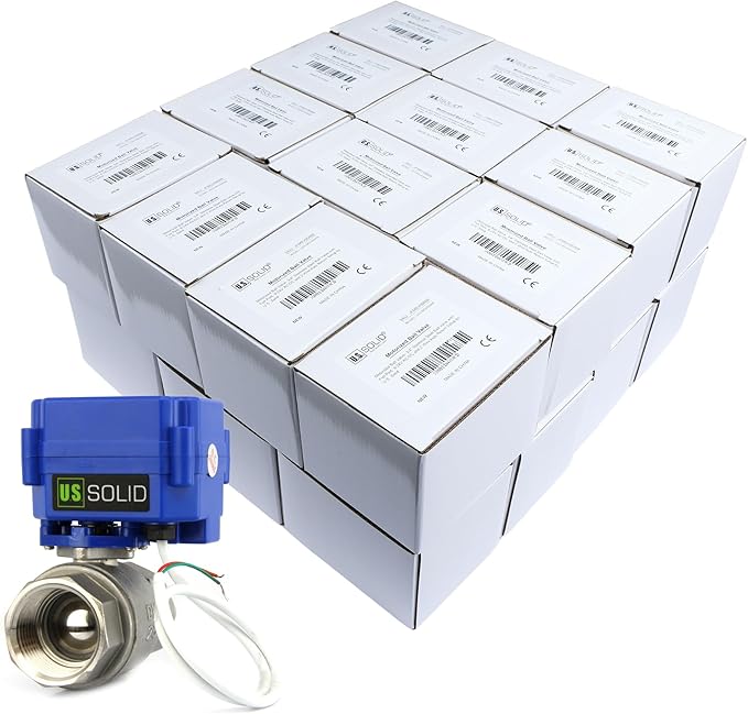 U.S. Solid Motorized Ball Valve- 1" Stainless Steel Ball Valve with Full Port, 9-24V AC/DC and 2 Wire Auto Return Setup (Pack of 25)