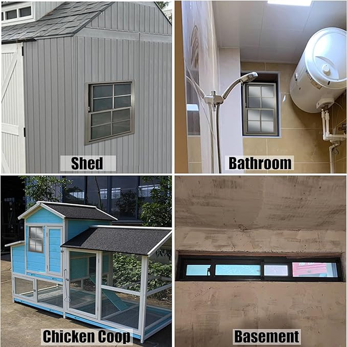 43x36 Shed Windows, Sliding Windows with Double Panel Tempered Glass and Screen, Household Storm Window with Sealing Strips, Small Ventilation Window for Basement Chicken Coops Bathroom Black