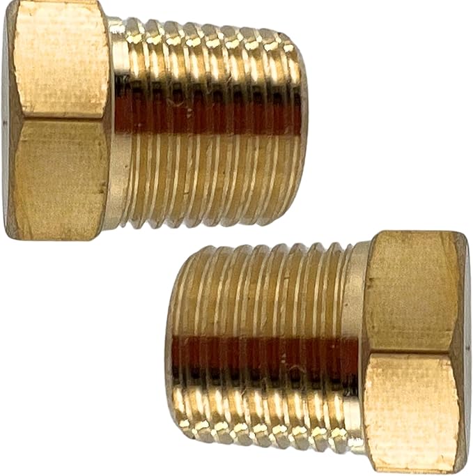 2 Pack Brass Pipe Plug 1/8" NPT Male Outer Hex Head Socket Plug Fitting for Plumbing by CX WONDERLAND