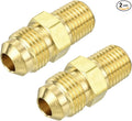 uxcell 2Pcs Brass Tube Fitting, 3/8O.D x 1/4NPT Brass Flared Pipe Adapter Fittings Reducing Nipples Connector, Half Union Gas Adapter for Pipe Connections, Hydraulics, Refrigeration