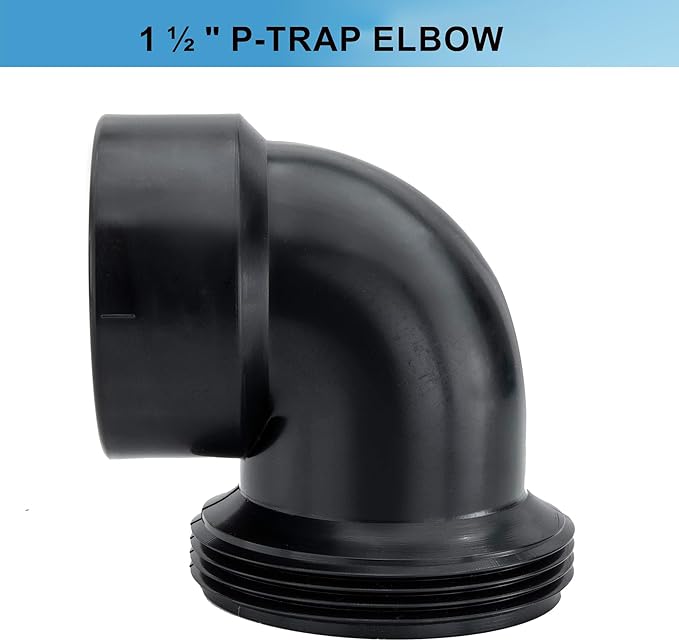 Lesso ABS Adjustable P Trap1 1/2 Inch for RV Drain Bathroom Kitchen Sink Drain Pipe Tubular Kit with White Threaded Adapter Ring