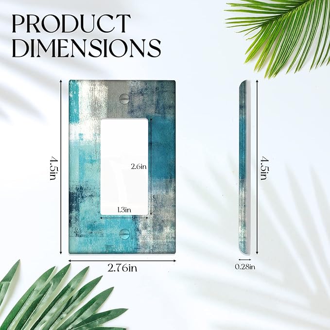Turquoise and Grey 1-Gang Rocker Wall Plate Cover Teal Abstract Art Decorative Light Switch Cover Modern Electrical Outlet Covers Kitchen Accessories & Decor