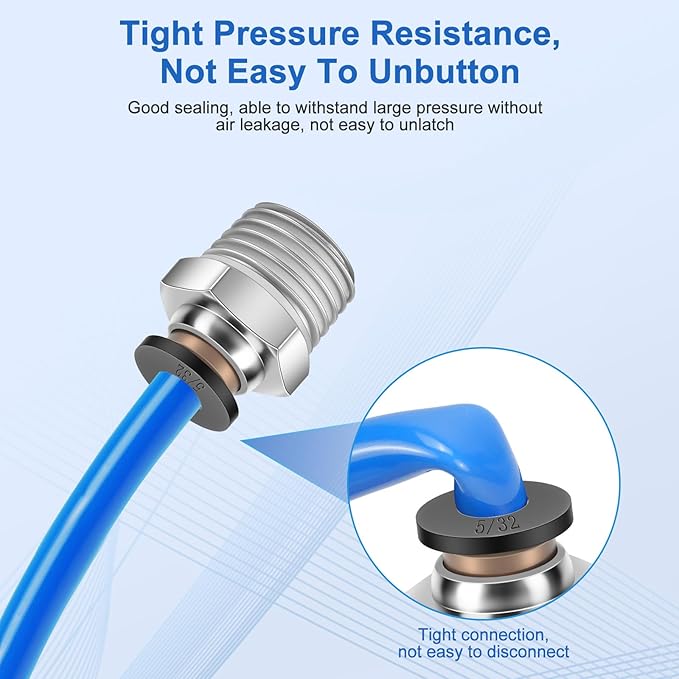 12 Pcs Push to Connect Fittings 5/32 Inch Tube OD x 1/4 Inch NPT Thread Pneumatic Male Straight and Elbow Quick Connect Air line fittings