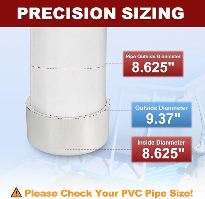 2 Pcs 8" PVC External End Cap Fitting, SCH40 Furniture Grade PVC Pipe Plug Adapter, Pipe Cover Fittings for DIY Project, Irrigation System, Plumbing Framework, Garden Structures