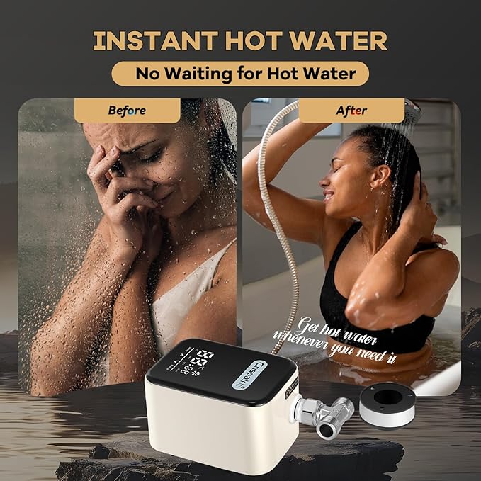 Digital Smart Instant Hot Water Recirculating Pump Kit - Touch Screen Control, Under Sink Installation, 20" PEX Supply Line for Potable Water, Complete All-in-One Plumbing Solution