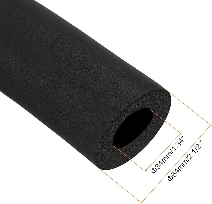 uxcell Foam Tubing for Handle Grip Support, Pipe Insulation Outside Pipe Lagging, 34mm ID 64mm(2 1/2") OD 1m Black