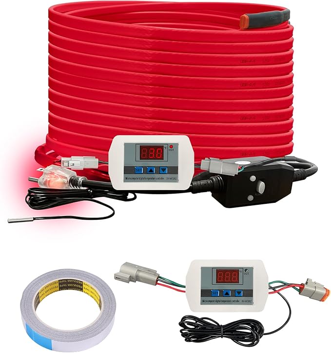 OEBLD Heat Tape for Water Pipes 60FT, Replaceable Smart Thermostat for Pipe Freeze Protection, Self-Regulating Roof Deicing Cable for Metal and Plastic Home Pipes