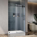 50-55 Inch x 80 Inch Sliding Frameless Shower Door, 3/8" Tempered Glass with Easy-Cleaning Coating, Stainless Steel Rollers & SGCC-Certified Stability, Matte Black