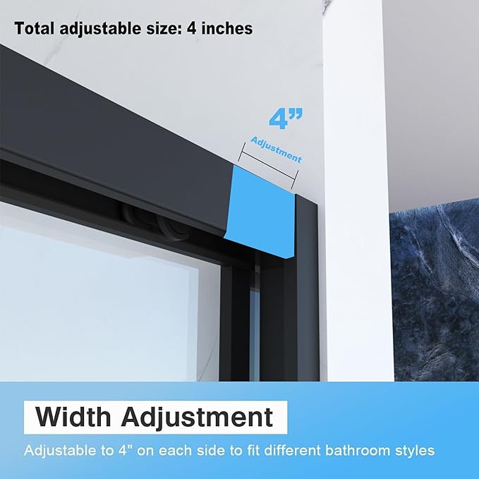 KEIKI Double Sliding Shower Door 56"-60" W x 70" H, 5/16 inch Tempered Glass Door for Walk-in Shower,Bypasss Bathroom Shower Enclosure, with Towel Bar & Mute Sliding Rollers,Matte Black Finished