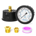 MEANLIN MEASURE 0~160Psi Stainless Steel 1/4" NPT 2.5" FACE DIAL Liquid Filled Pressure Gauge, Center Back Mount (with Rubber Protective Sleeve), with 1/2" NPT and 3/8" NPT Hex Bushing