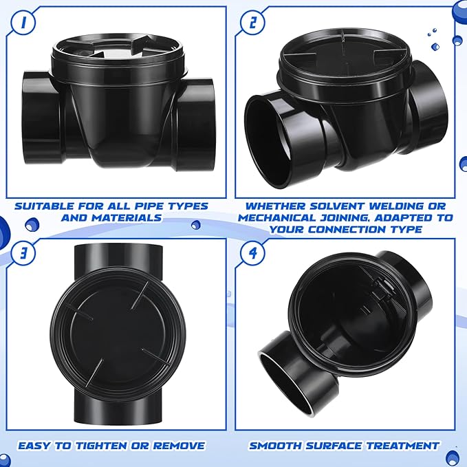 Tondiamo 4 Inch Backwater Valve Drain Backflow Preventer Valve Prevent Sewage and Rainwater from Flowing Back(Black ABS)