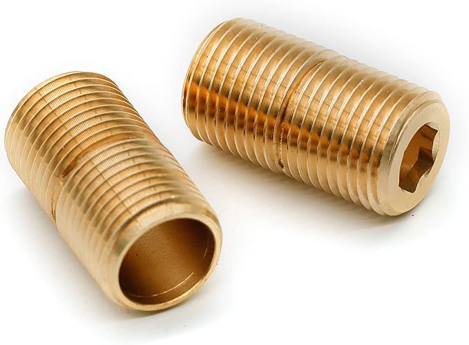 (2 pcs) Brass Pipe Adapter Plumbing, G Thread 1/2" Male to NPT Thread 1/2" Male Pipe Fitting Adapter, 1.5 inch Length, Seamless and Leakproof (1.5" Length)