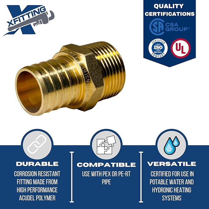 XFITTING 1 inch Pex x 3/4 inch Male NPT Adapter, 24-4-6=5X, 5 Pieces