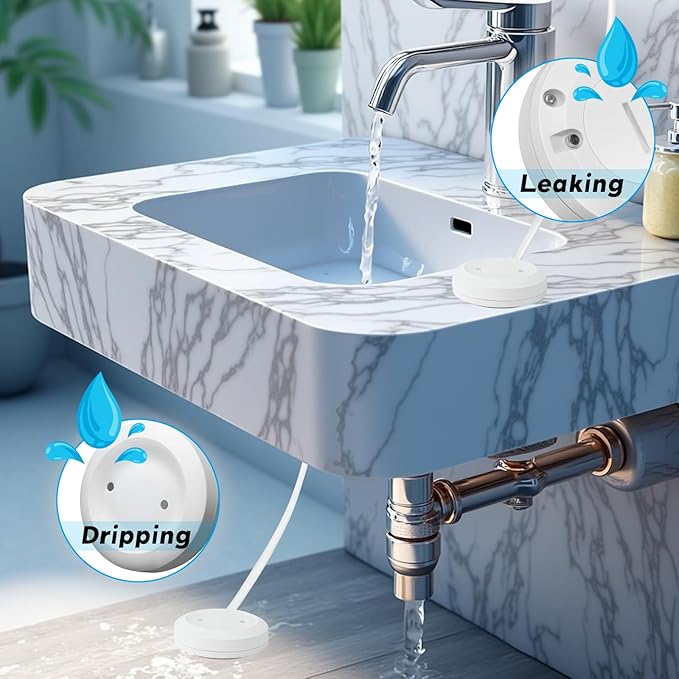 Smart Leak Detection Sensor - Water Leak Alarm with Real-Time Alerts for Home, Office & Basement Protection