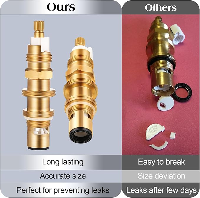 Dreyoo Ceramic Disc Cartridge Replacement for 910-030, Shower and Faucet Stem Compatible with Price/Pfister, Shower Valve Faucet Cartridge Brass Construction (2 Pack)