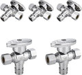5-Pack Foskan Dual Outlet Angle Stop Valve,1/4 Turn Shut off Valve,1/2" PEX-A x 3/8" OD x 3/8" OD,Chrome Plated Brass