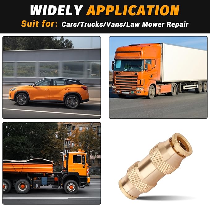 3/8" Dot Push-To-Connect Fittings (Three-eighth of an inch) Air Fittings Straight Union 3/8" Tube OD Brass Push Air Brake line fittings for Trucks Trailers and Industrial Use (4 Pack)