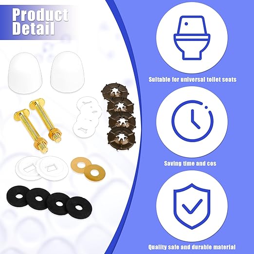 American Standard Toilet Flange Repair Kit - Universal Toilet Bolts and Caps Set, Includes Closet Bolts, Nuts, and Washers