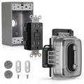 ELEGRP Outdoor GFCI Outlet with in Use Cover and Box Kit, 1 Gang, 15 Amp TRWR Self-Test GFI Receptacle, Extra Duty Metallic Electrical Outlet Box, Lockable in Use Cover, UL Listed, Black, 1 Pack