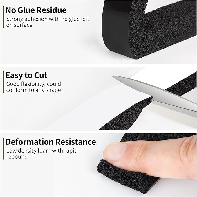 Yotache Air Conditioner Window Seal Kit - 1"x1" High Resilience Weather Stripping Foam Tape for AC Windows & Door Insulation, Noise Reducing, Air Leak Proof, 13Ft Long (6.5Ft x 2 Rolls, Black)