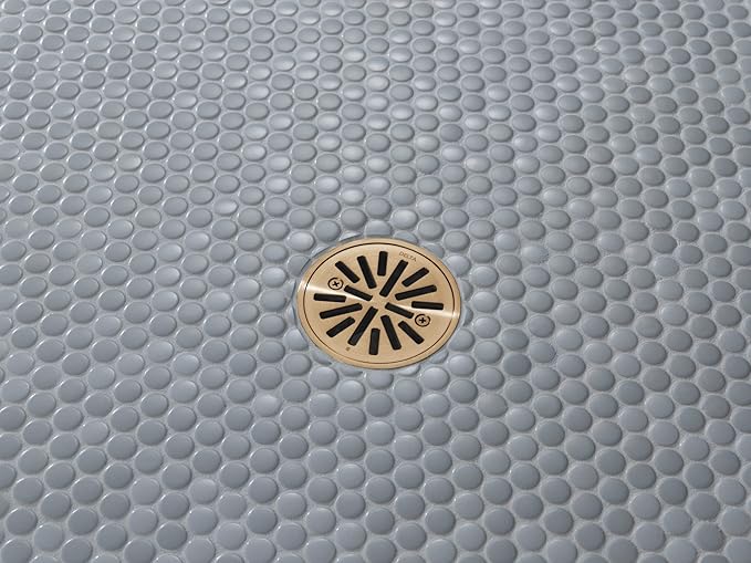 Delta 4 Inch Brushed Gold Tile-In Round Shower Floor Drain with Gasket and Removable Drain Gate, Champagne Bronze DT061411-CZ