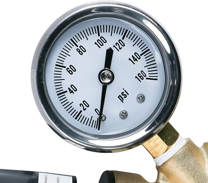 U.S. Solid 3/4" GHT RV Water Pressure Regulator, Handwheel Adjustable Lead-Free Brass Regulator Valve with Gauge & Filter for RV, Camper & Garden Hose