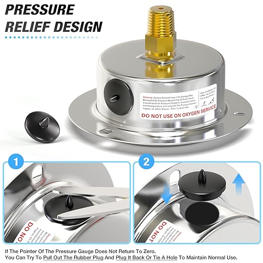 MEANLIN MEASURE 0~100Psi Liquid Filled Pressure Gauge Front Flange Panel Mount, 1/4" NPT 2.5" FACE DIAL Stainless Steel Case with Phillips Screw and Nut, +/-3-2-3%