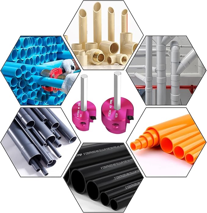 PVC Pipe Reamer 3/4 Inch & 1 Inch Head, PVC Fitting Saver with 1/4-Inch Hex Shaft,ABS Socket Saver Plastic Pipe Fitting Reamer for Plumbing Sch.40 CPVC ABS Socket Hub,Fit Standard 1/2" Drills