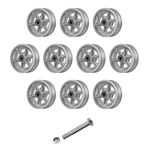 6" X 2" Sliding Gate Wheels, Cast Iron V Groove Wheel with Roller Bearing-1000 lbs Capacity, Silver (10 Pack)