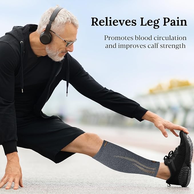Copper Calf Compression Sleeve for Men & Women, Leg Compression Sleeve for Shin Splint Relief, Varicose Veins, Calf Tear
