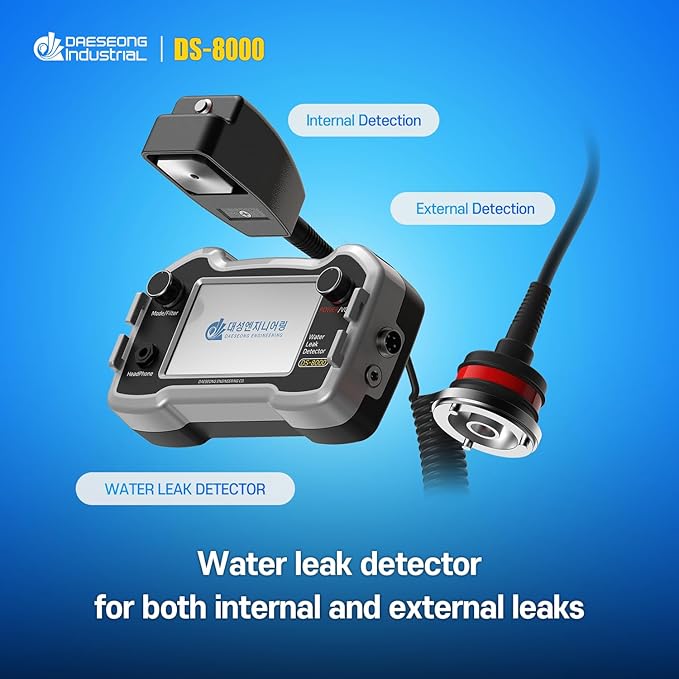 DS-8000 Professional Acoustic Water Leak Detector – Made in South Korea | Premium Quality with Separate Internal & External Sensors and Headphones.