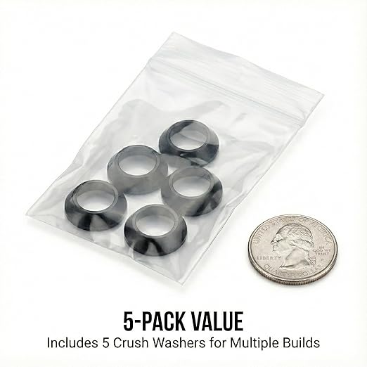 5/8 x 24 Crush Washer 5 Pack Black Steel Precision Spacers Anti Corrosion for Threaded Platforms Fits 5/8x24 5/8 24 0.625x24 Threads Machined for Secure Alignment Durable Conical Design
