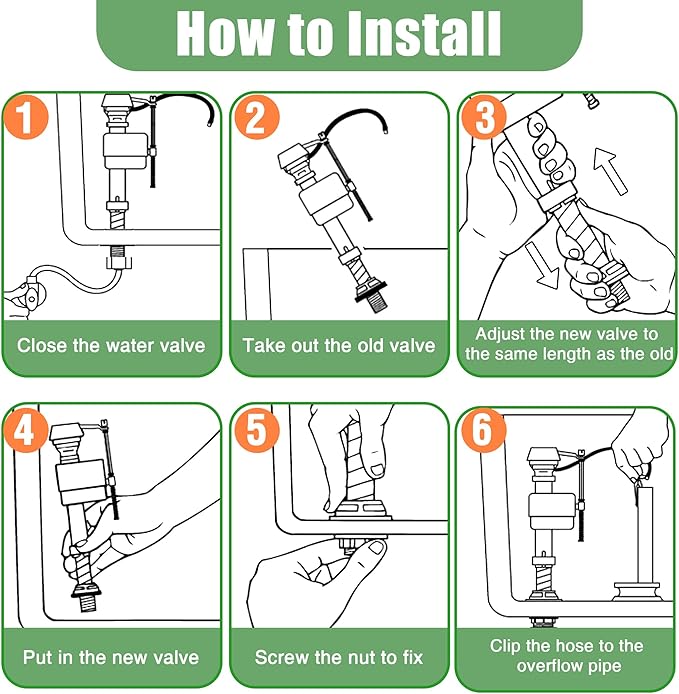 Saillong 3 Pack Toilet Fill Valve Replacement, Height Adjustable Universal Toilet Tank Flusher Replacement Kit, Leak-Proof Easy Install Fill Valve Repair Kit
