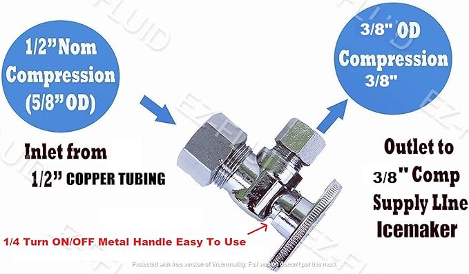 5Pcs EZ-FLUID Heavy Duty Angle Stop Valve,1/4 Turn Water Shut Off Valves 1/2" Nominal (5/8" OD) Compression x 3/8"OD Outlet,Metal Handle Shut-off Valve For Water Pipes,For Sink,Toilet,Faucet Valve