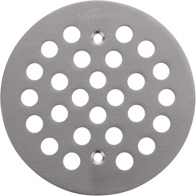 4-1/4Inch（108mm Screw-in Shower Strainer Drain Cover Replacement Floor Strainer Floor Drain (Brushed Nickel)