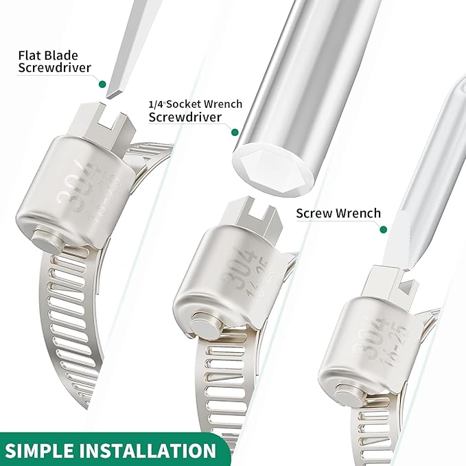 40PCS Hose Clamps Stainless Steel Adjustable 3/8"– 5/8"(10-16mm) Worm Gear Hose Clamp, Heavy Duty Metal Small Hose Clamps for Automotive, Pipe, Radiator Plumbing, Fuel Line
