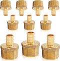 HeSun 10-Pack PEX Fittings, 1/2" PEX x 3/4" Male NPT, Brass Crimp Male Adapter, ASTM F1807