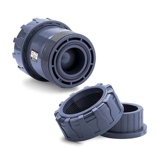 HYDROSEAL Sharkfellow 2’’ PVC True Union Ball Check Valve with Full Port, ASTM F1970, with EPDM Seals, Corrosion-Free, Service Free, Rated at 200 PSI @73F, Gray, 2 inch Socket (2'')