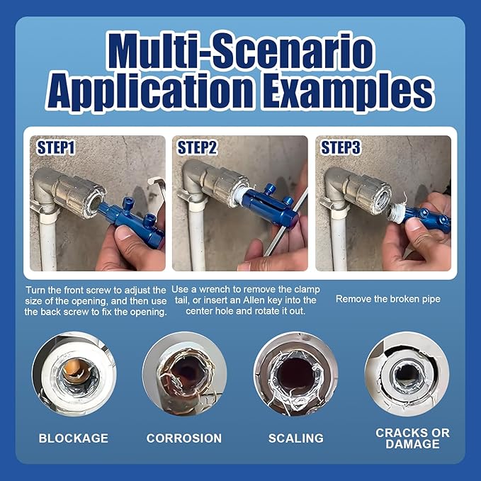 Broken Pipe Extraction Tool - For 1/2“, 3/4”, 1" Pipes | Removes broken faucets, pipe threads, damaged faucet bolts, PVC/PEX pipes