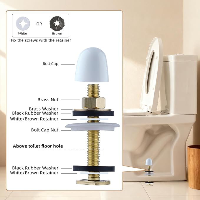 Hibbent Extra Thick Toilet Wax Ring Replacement Kit, Universal Toilet Seal Ring with Brass Bolts and Toilet Bolt Covers, PE Toilet Flange Fits 3 Inch and 4 Inch Drain Pipes