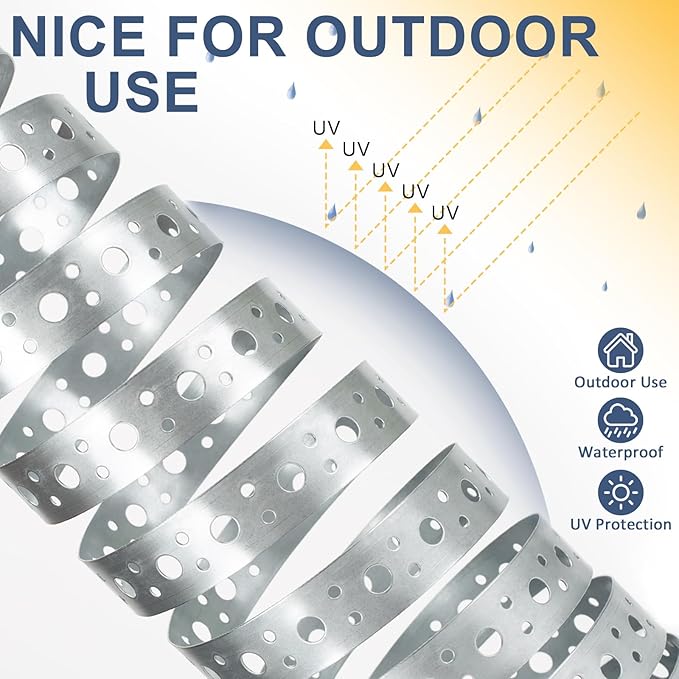 Galvanized Metal Pipe Strap 1-Inch x 33FT 0.6mm Thickness for Pipe Support Pipe Hanger Strap Metal Strapping with Holes