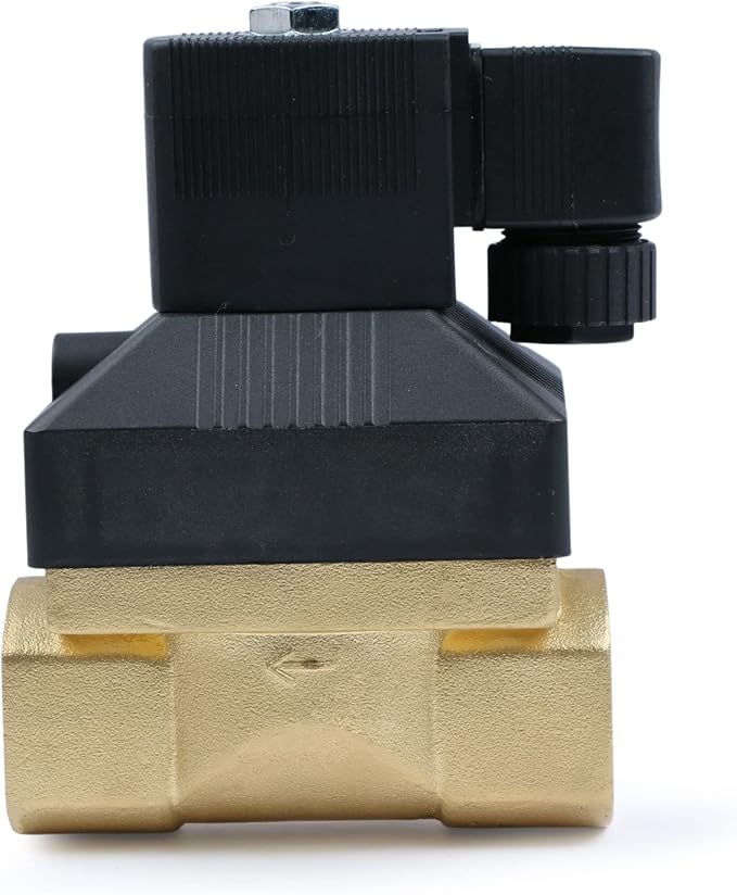 U.S. Solid 3/4" High Pressure Solenoid Valve, 12V DC, Brass, 50 bar, 300°F - Heat-Resistant, High-Pressure Valve for Industrial Use, Water, Gas, Oil and Fluid Control